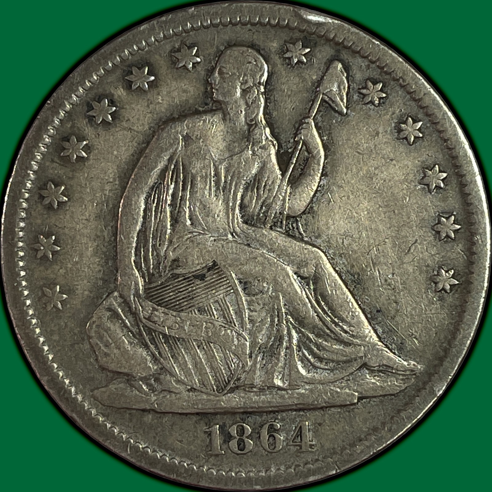 1864-S Seated Liberty Half Dollar Near Extremely Fine XF/VF++ Coin #41818