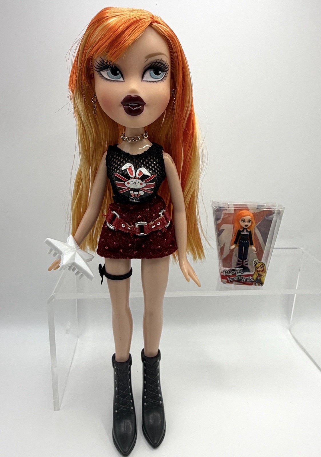 2005 Bratz Pretty N Punk Cloe Doll OG Top & Boots Uncut Hair + Punk Cloe Mini