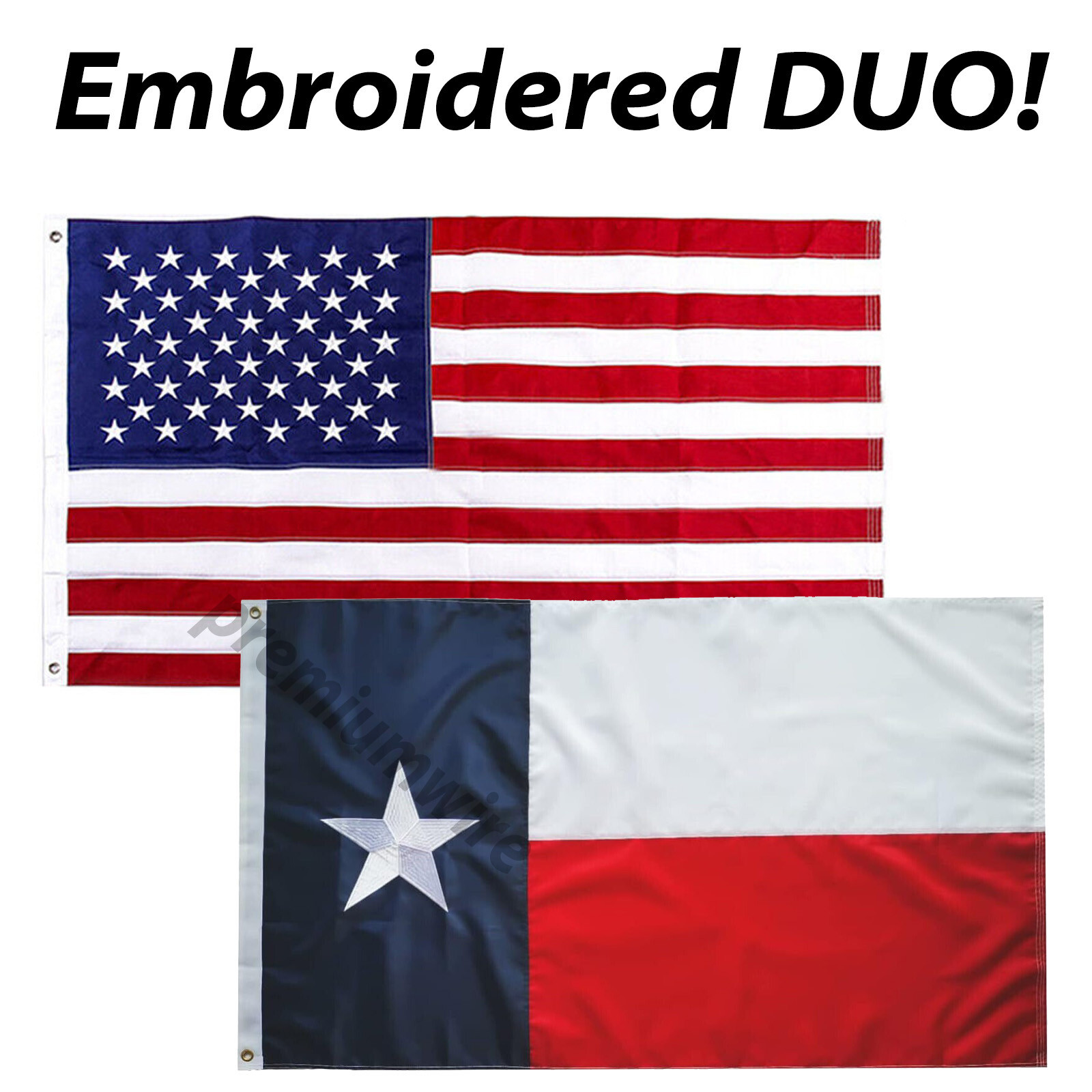 American and Texas State Flag Combo SET 3X5 FT 150D POLYESTER American and Texas State Flag Combo SET 3X5 FT 150D POLYESTER