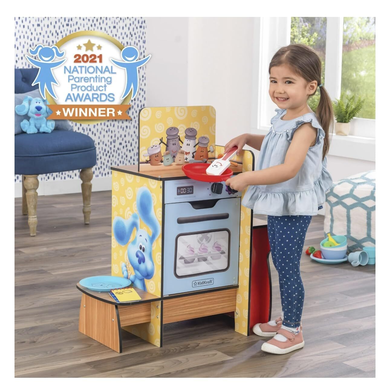 KidKraft Blue\'s Clues & You Cooking-Up-Clues Wooden Play Kitchen & Handy Dandy
