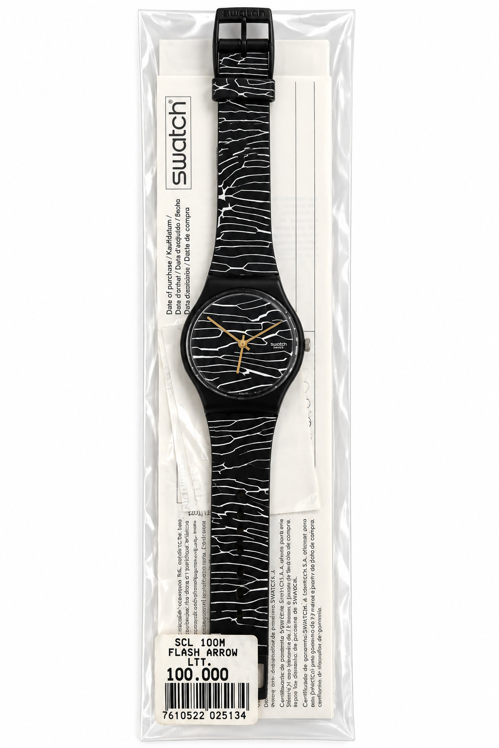 Vintage Swatch Watch Black Zebra Design New Old Stock Original Box 1990s