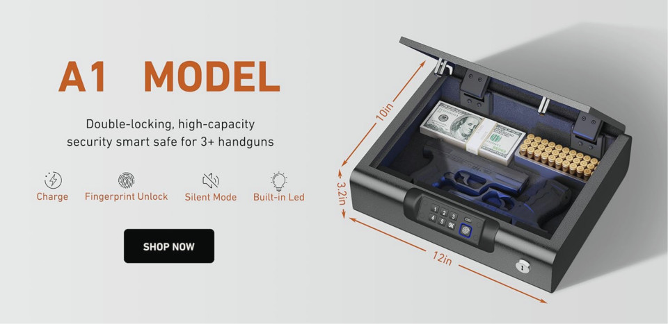 Smart Gun Safe (with/out Security Cable) - Biometric Pistol Safe for Handgun