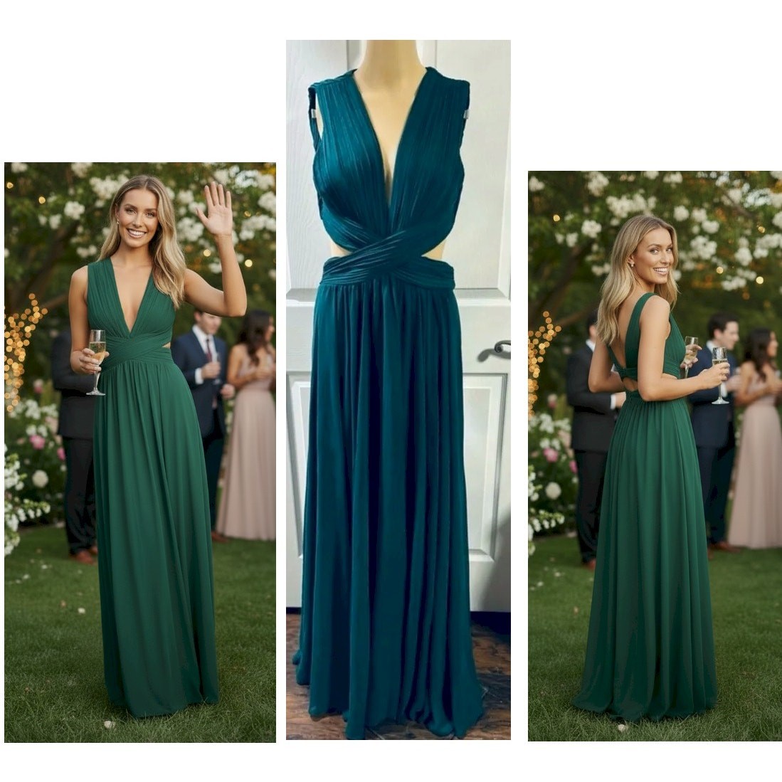 Lulu\'s Vivid Imagination Emerald Green Cutout Maxi Dress Large New NWT