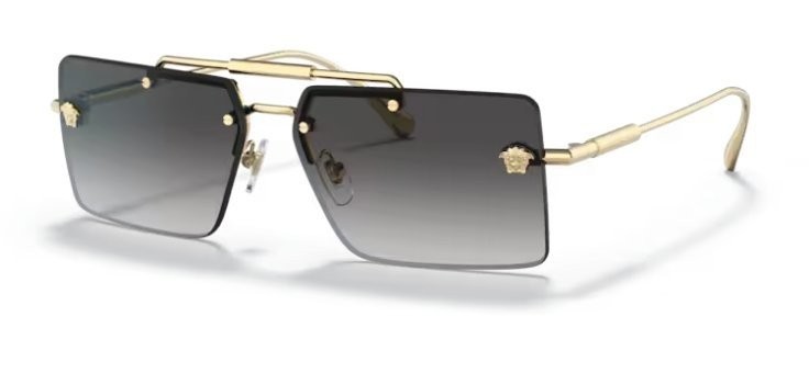 VERSACE VE2245 10028G 60mm Gold Rectangle Women\'s Rimless Sunglasses