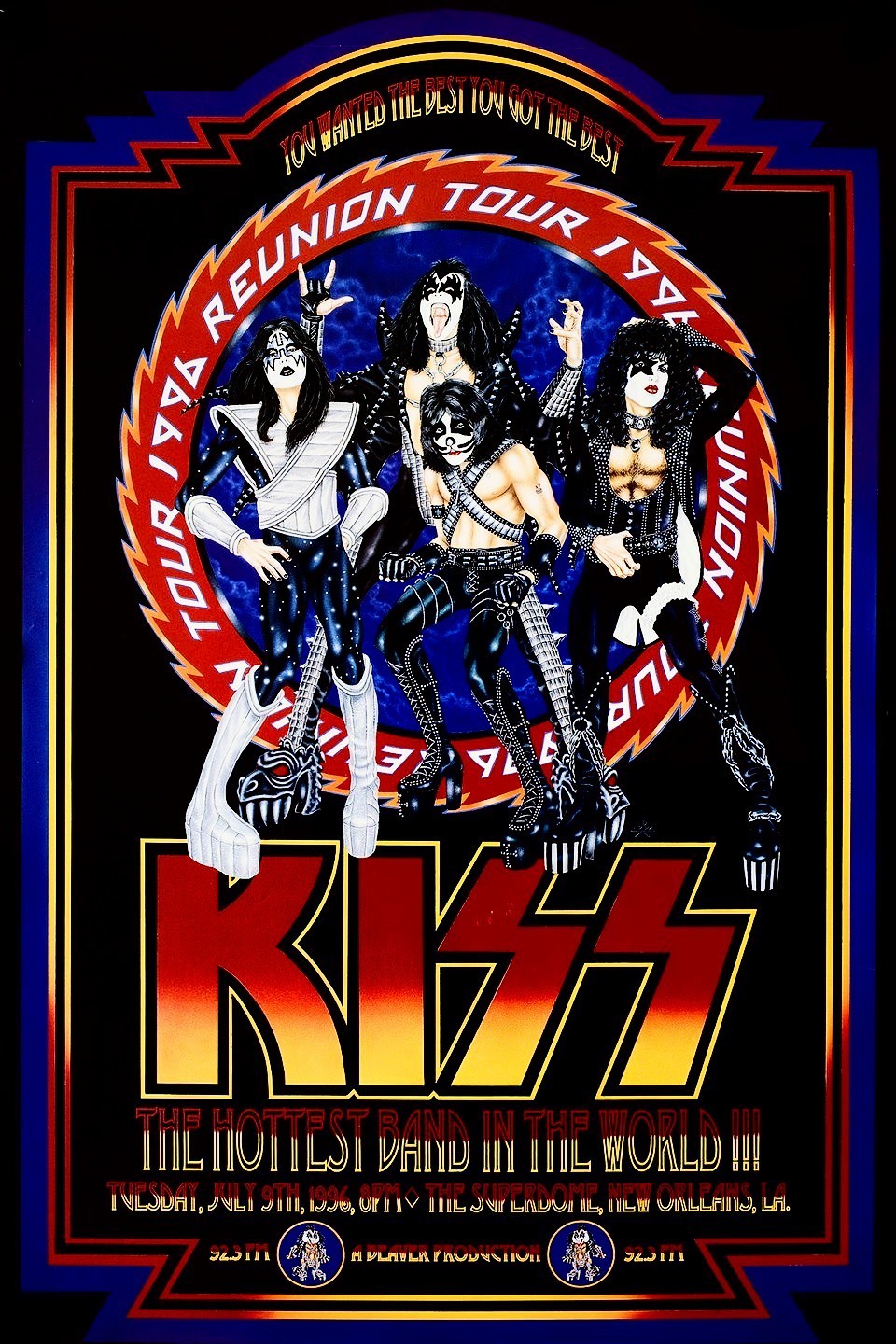 Kiss 11x17 Poster 1996 Reunion Tour 1996 U.S. The Hottest Band In the World 