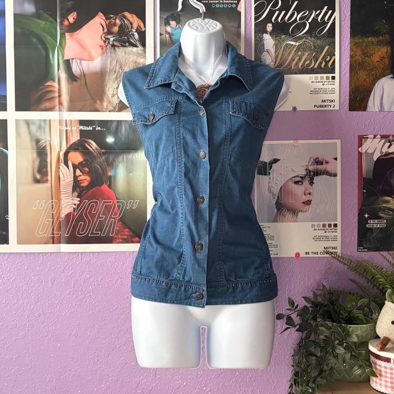 Boho Alfred Dunner Embroidered Denim Vest Floral Size 12