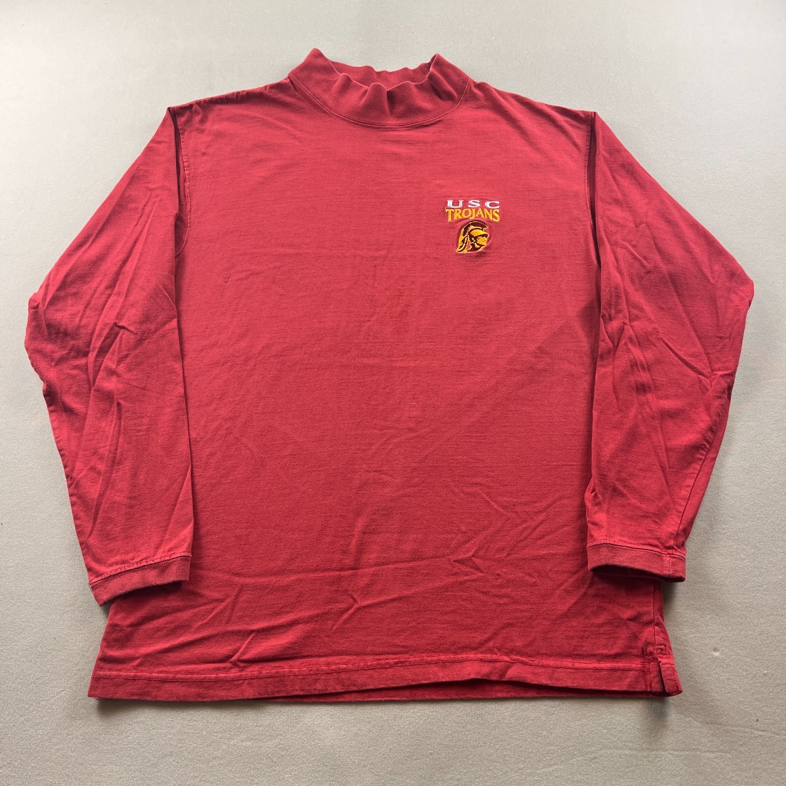 Vintage USC Trojans T-Shirt Mens Medium Red Starter Mock Neck University College Vintage USC Trojans T-Shirt Mens Medium Red Starter Mock Neck University College