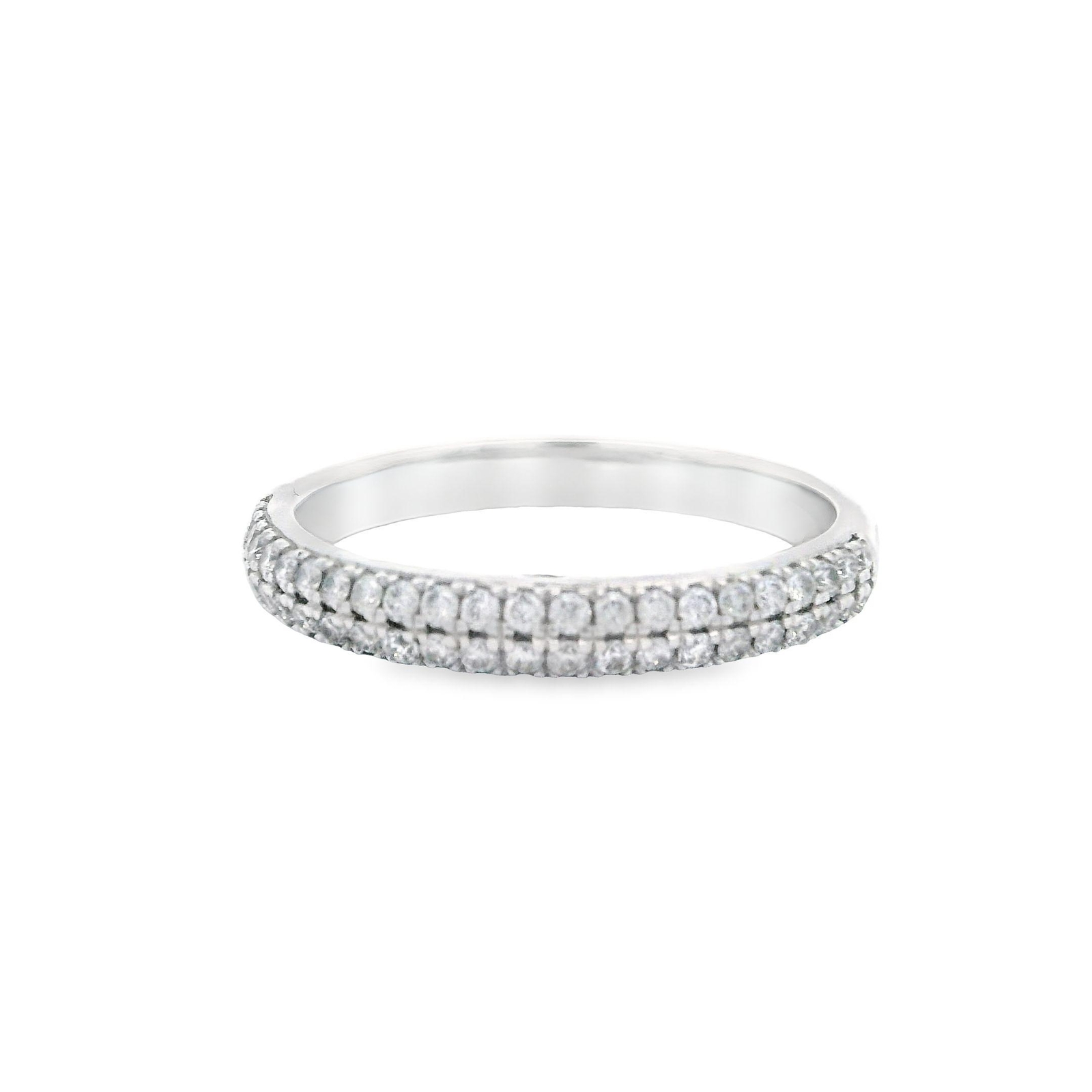 NEW 10k White Gold 0.30ctw Diamond Dual Row Micro Pave Set Band Ring