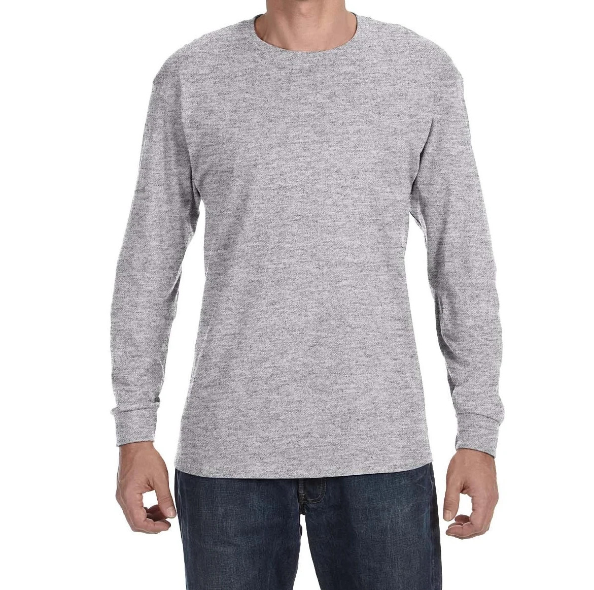 Men\'s 100% Cotton Crew Neck Long Sleeve Tee Casual Basic T-Shirt S-4XL
