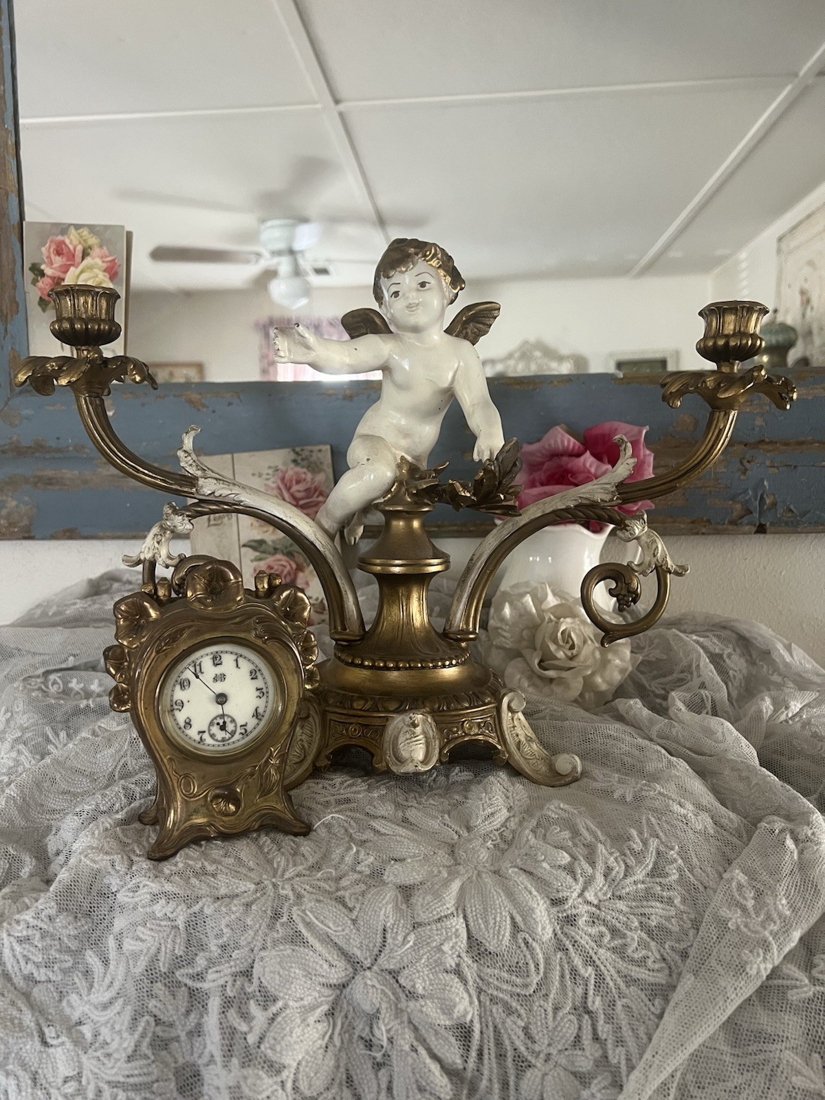 Antique/Vintage Italian Bronze Putti Cherub Candelabra Not Chandelier Heavy