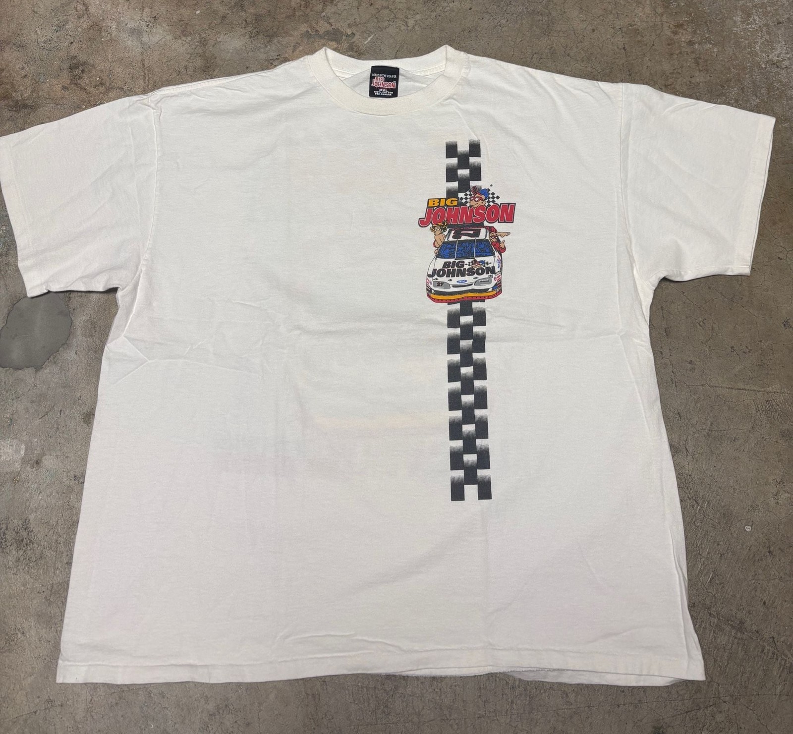 Big Johnson Stock Cars T-Shirt Size XXL White NASCAR Vintage Big Johnson Stock Cars T-Shirt Size XXL White NASCAR Vintage