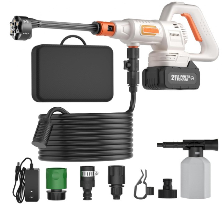 Hidrolimpiadora Inalámbrica 1200PSI Batería 6 Boquillas Coche Patio Jardín