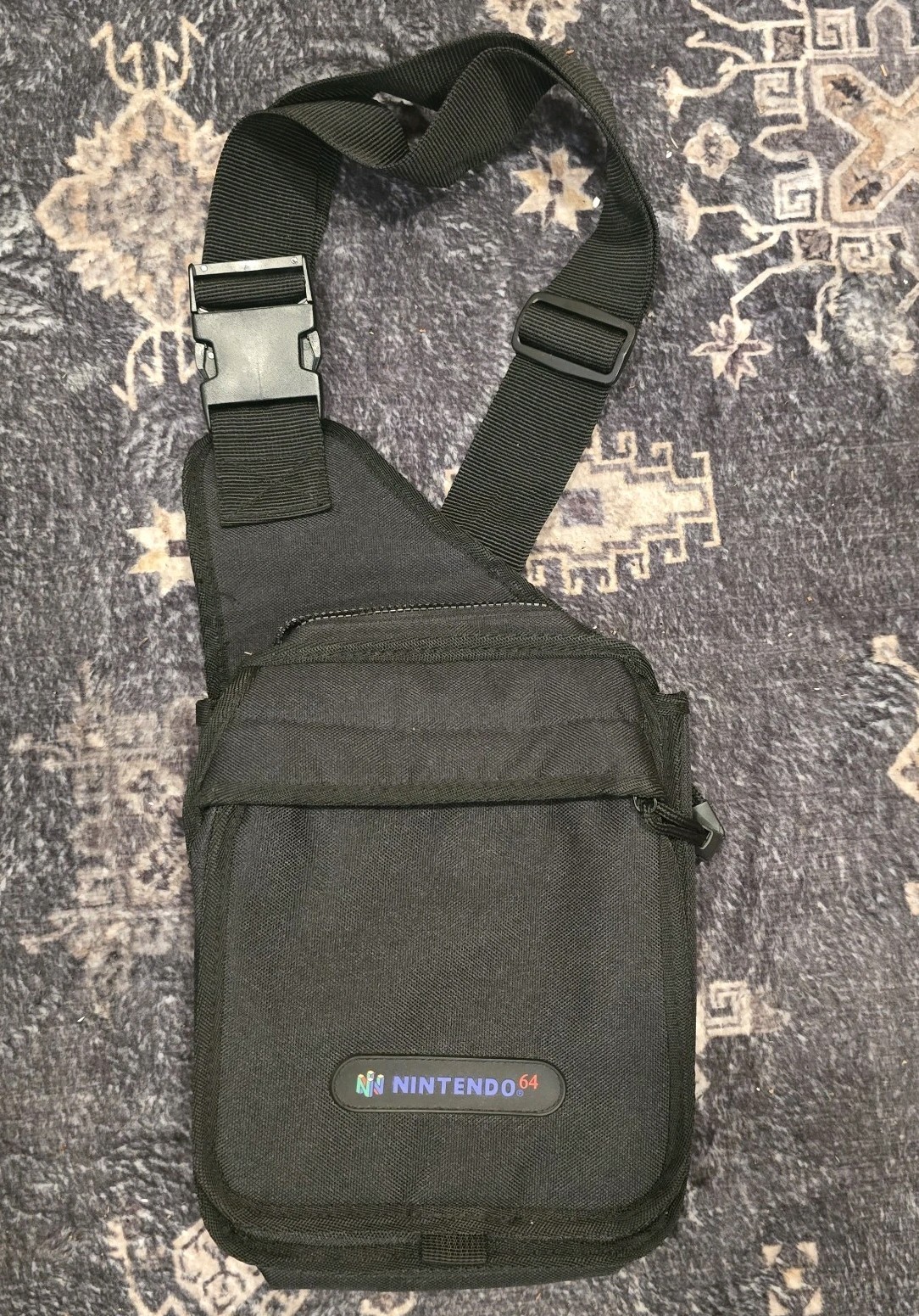 Vintage Nintendo N64 Black Case Official Carry Bag Large Strap Multiple Pockets Vintage Nintendo N64 Black Case Official Carry Bag Large Strap Multiple Pockets