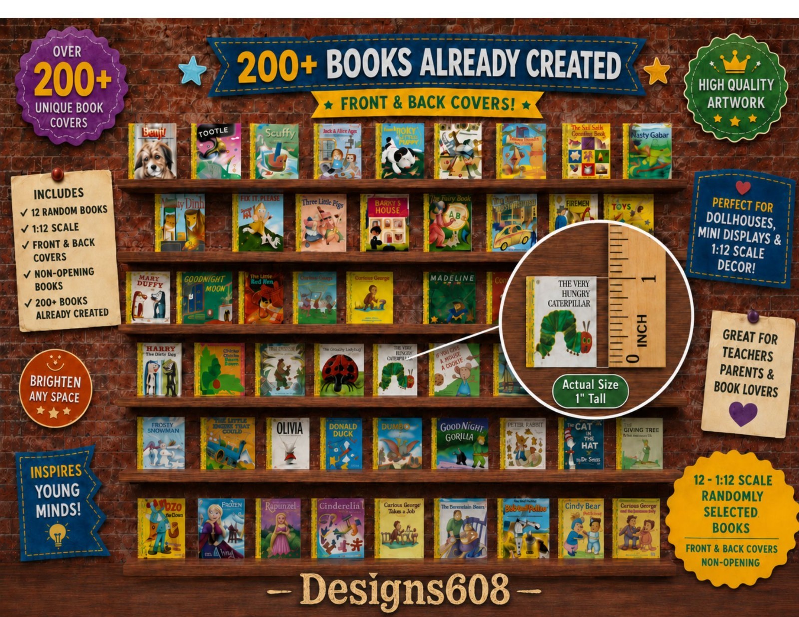 1:12 Scale Little Golden Books Miniature Dollhouse Random Set of 12 New