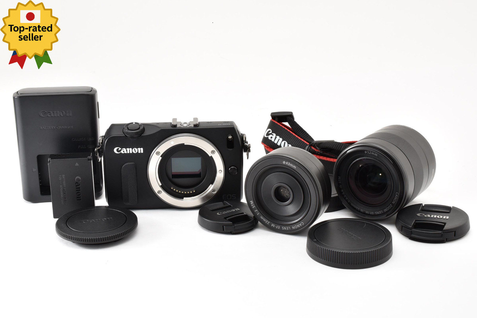 [NEAR MINT] Canon EOS M Black 18MP EF-M 22mm F2 18-55mm IS STM 2 Lens Kit JAPAN