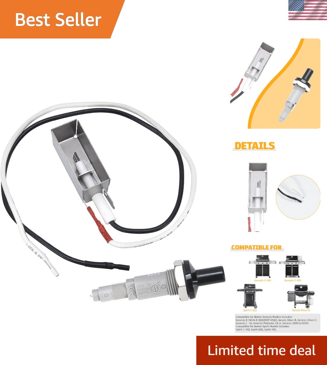 7509 Igniter Kit for Weber Spirit Genesis, Platinum, Silver and Gold Gas Grills