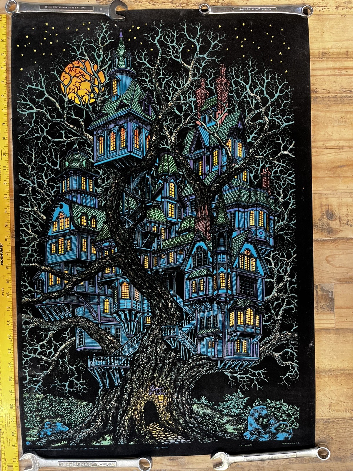 1970's Rare Tree House Blacklight poster, Wester Graphics, Vintage-Original 1970's Rare Tree House Blacklight poster, Wester Graphics, Vintage-Original