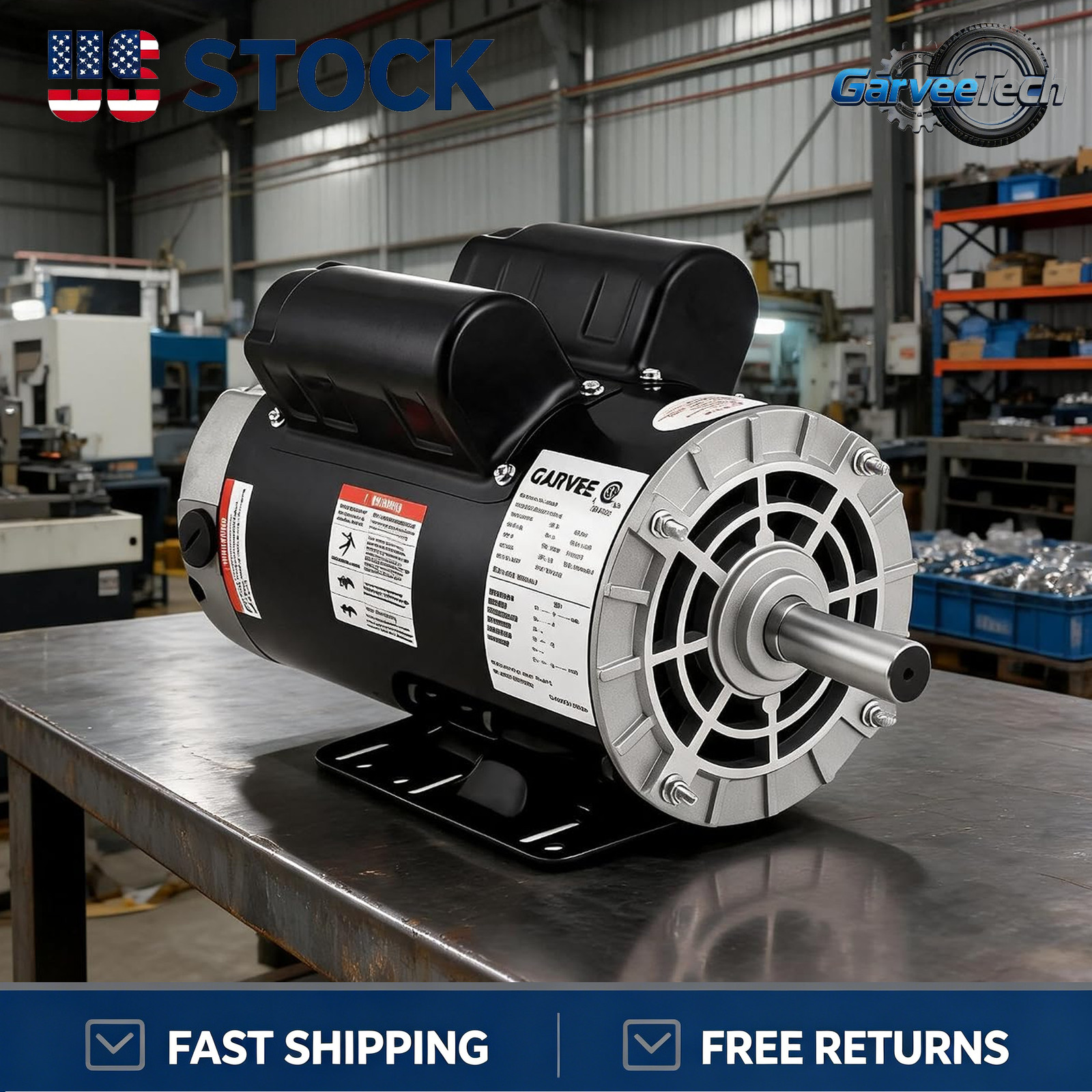 5HP SPL Air Compressor Electric Motor 230V 3450RPM 5/8\