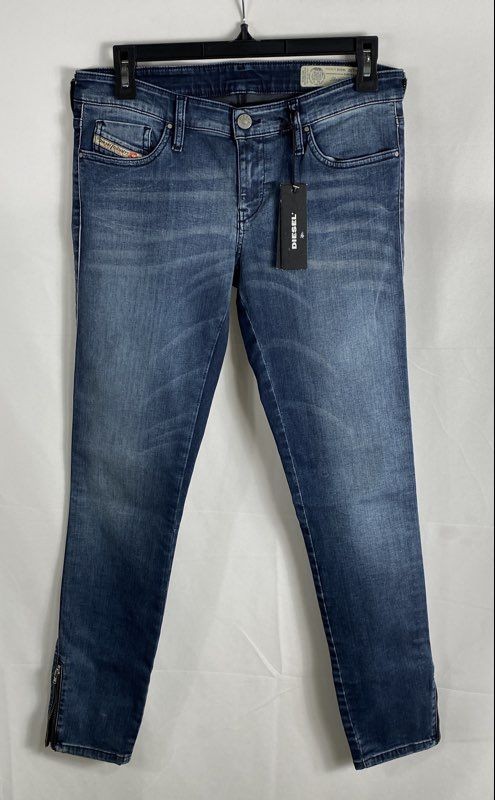 Diesel Women\'s Blue Skinzee-Low-Zip Super Slim Skinny Jeans Ankle Zip NWT Sz 30
