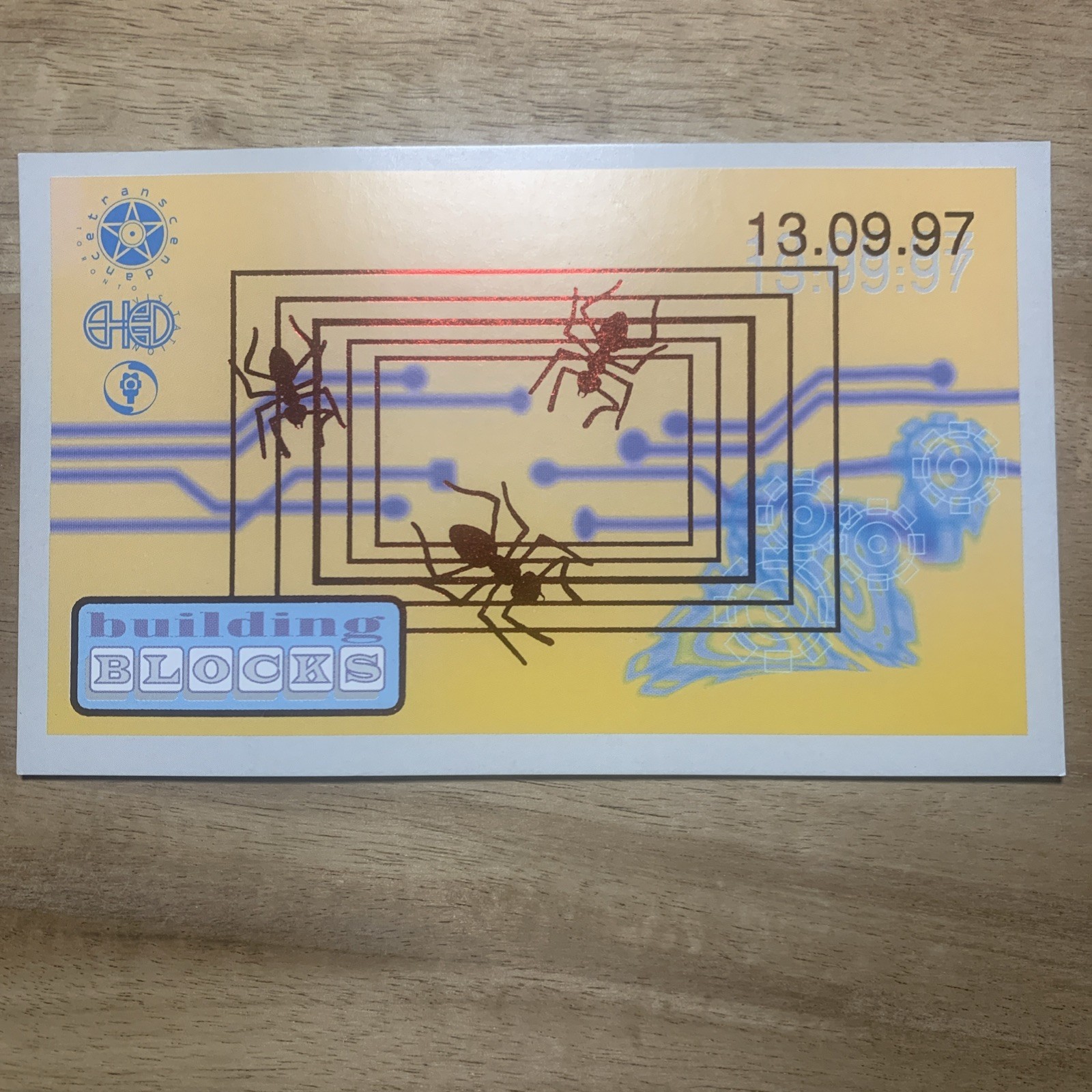 RARE Vintage Toronto BUILDING BLOCKS Rave Party Flyer 1997 IAN POOLEY (Live)