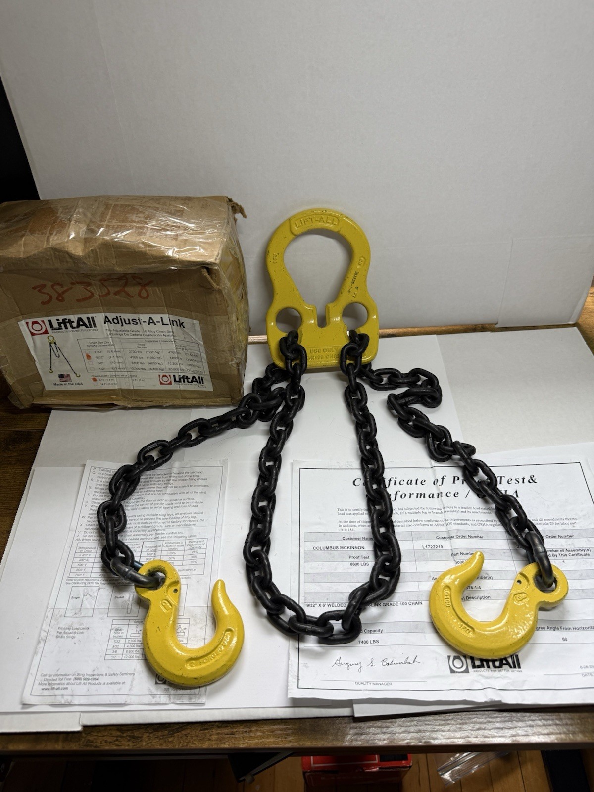 Lift-All 30003G10 Adjust-A-Link Chain Sling; Chain Sling 6 Ft. Long 9/32\