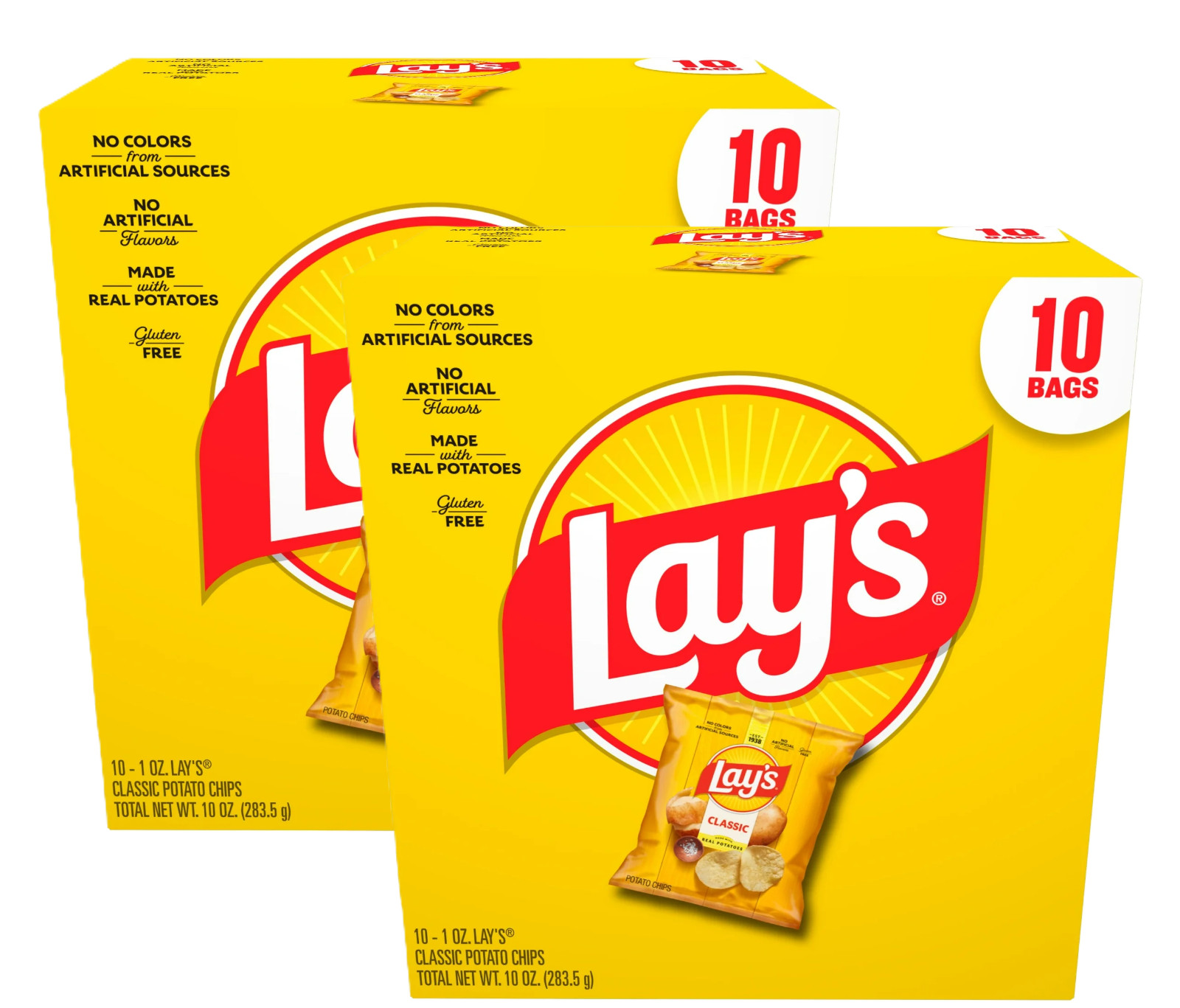 Lay\'s Classic Potato Snack Chips, 1 oz Bags, 20 Count Multipack