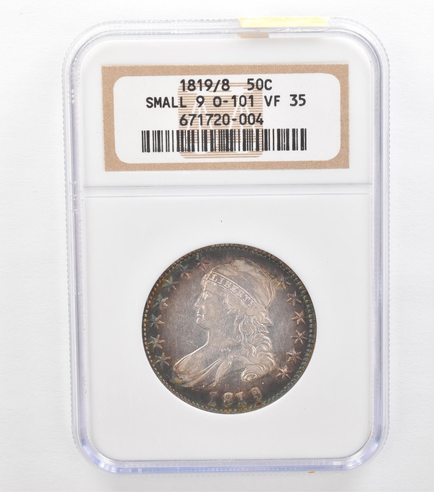 1819/8 Capped Bust Half Dollar Small 9 O-101 VF35 NGC Beautiful Tone *3683 1819/8 Capped Bust Half Dollar Small 9 O-101 VF35 NGC Beautiful Tone *3683