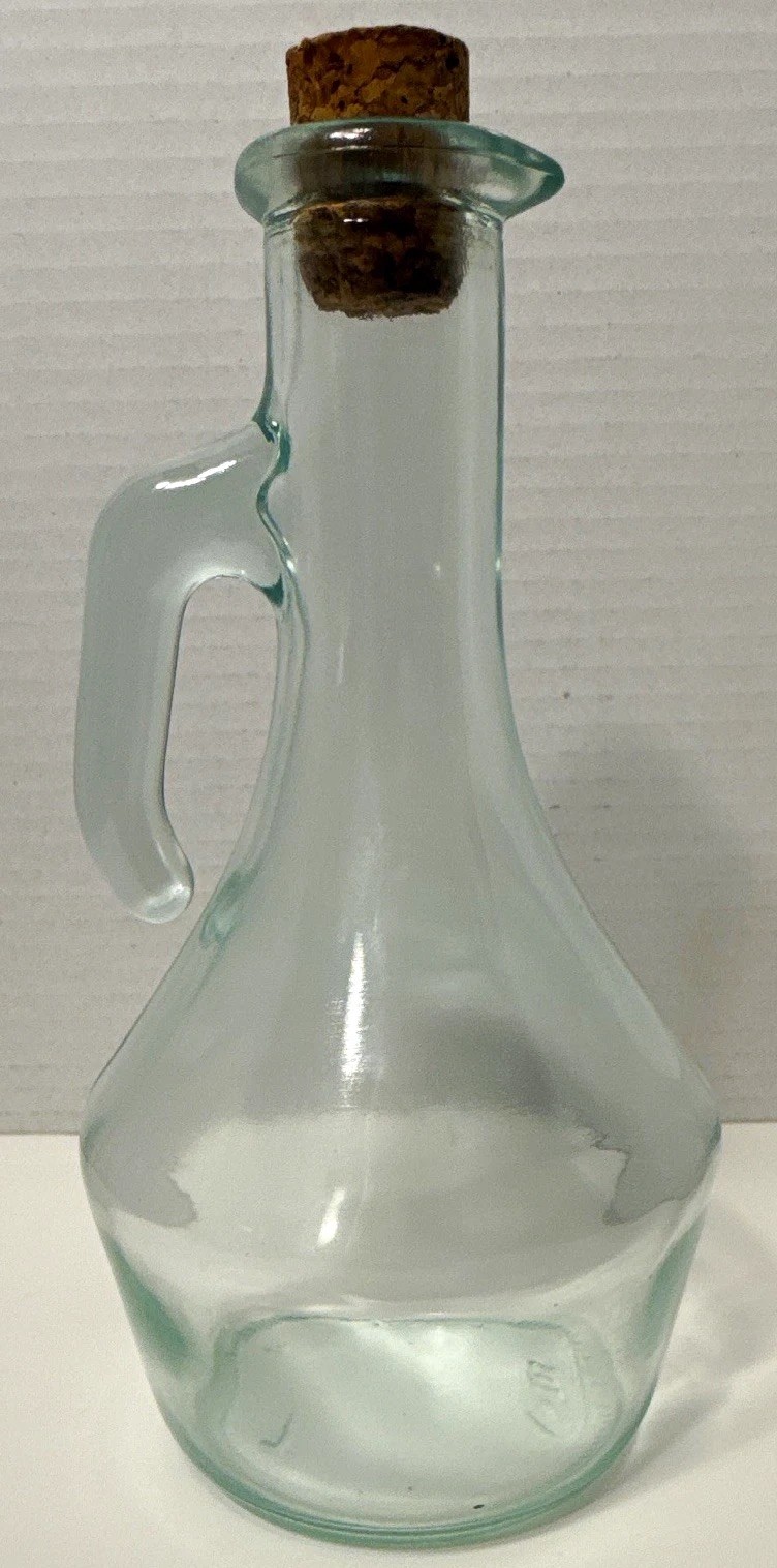 Vintage Vetreria Etrusca VE Italy 50cl Green Glass Cruet Bottle Cork 7.75” Tall