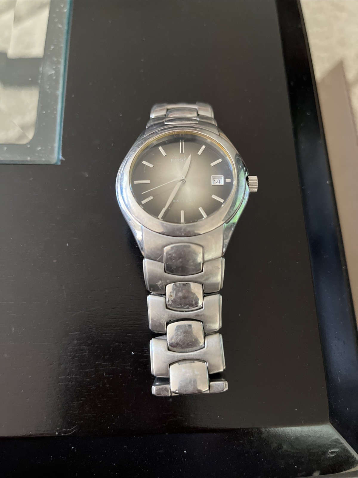 Fossil Arkitekt Date Watch FS-2903 Stainless Steel 50 Meters 165 Feet Works  
