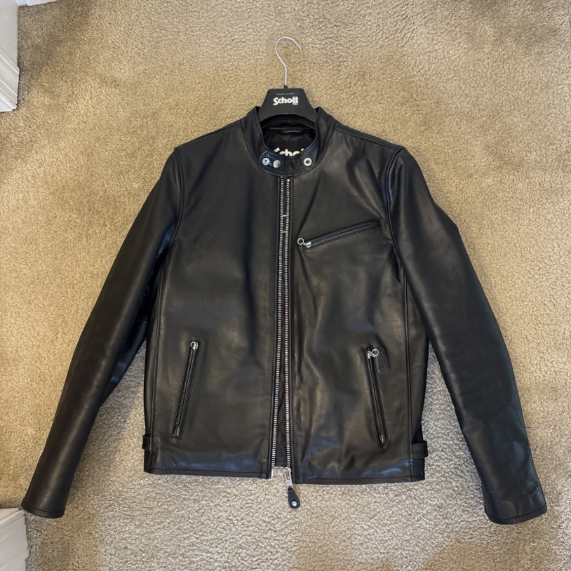 Schott NYC LC-940D Men’s Black Cowhide Leather Biker Jacket Size M
