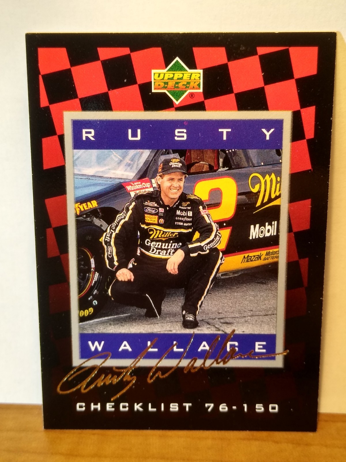 RARE 1995 Upper Deck Gold Signature Rusty Wallace Checklist Parallel #150 NRMT+