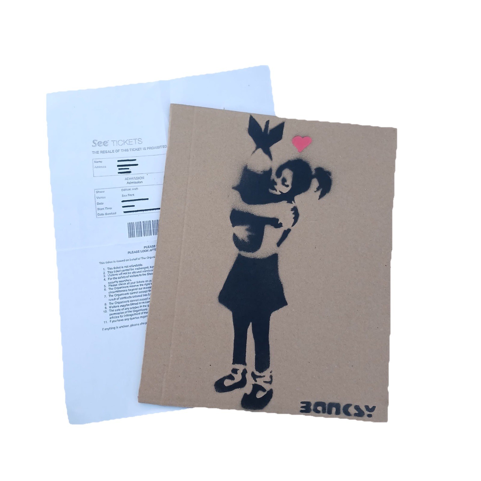Banksy Dismaland art rare signed Cardboard 2015 souvenir bomb hugger 1/10 Banksy Dismaland art rare signed Cardboard 2015 souvenir bomb hugger 1/10