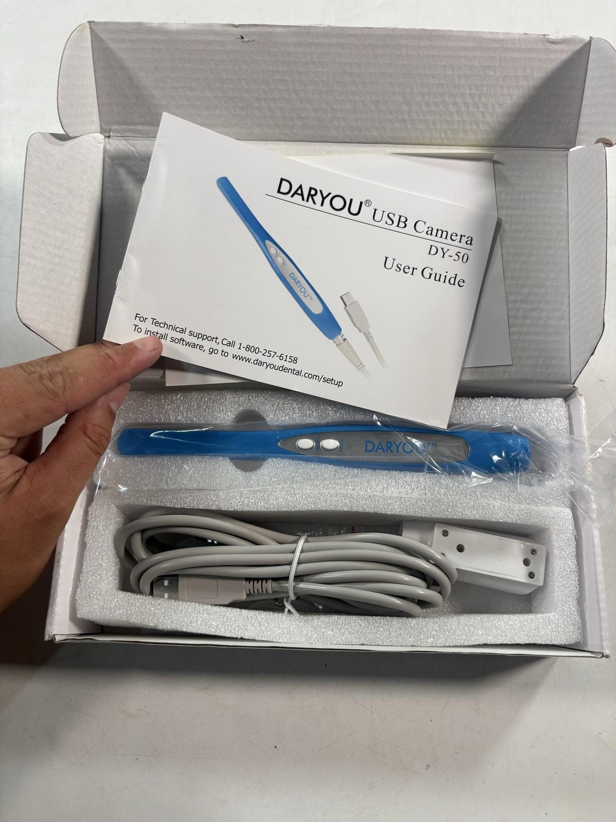 DARYOU DY-50 USB Dental Intraoral Camera Handheld Blue White W Cable Holder