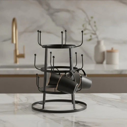 Antique Iron 3-Tier Mug Tree Stand - Perfect for Coffee Stations, Holds 15 Mugs Antique Iron 3-Tier Mug Tree Stand - Perfect for Coffee Stations, Holds 15 Mugs