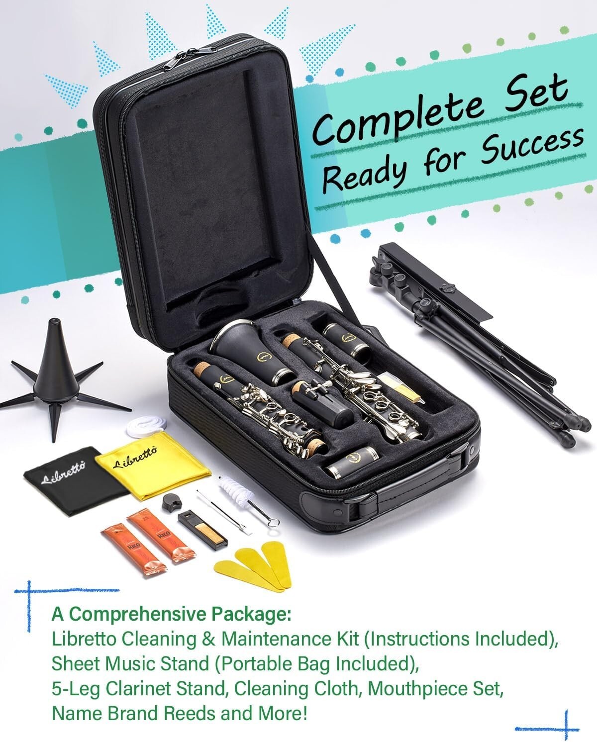 NEW Libretto Bb Clarinet Set for Beginner and Intermediate Players NEW Libretto Bb Clarinet Set for Beginner and Intermediate Players