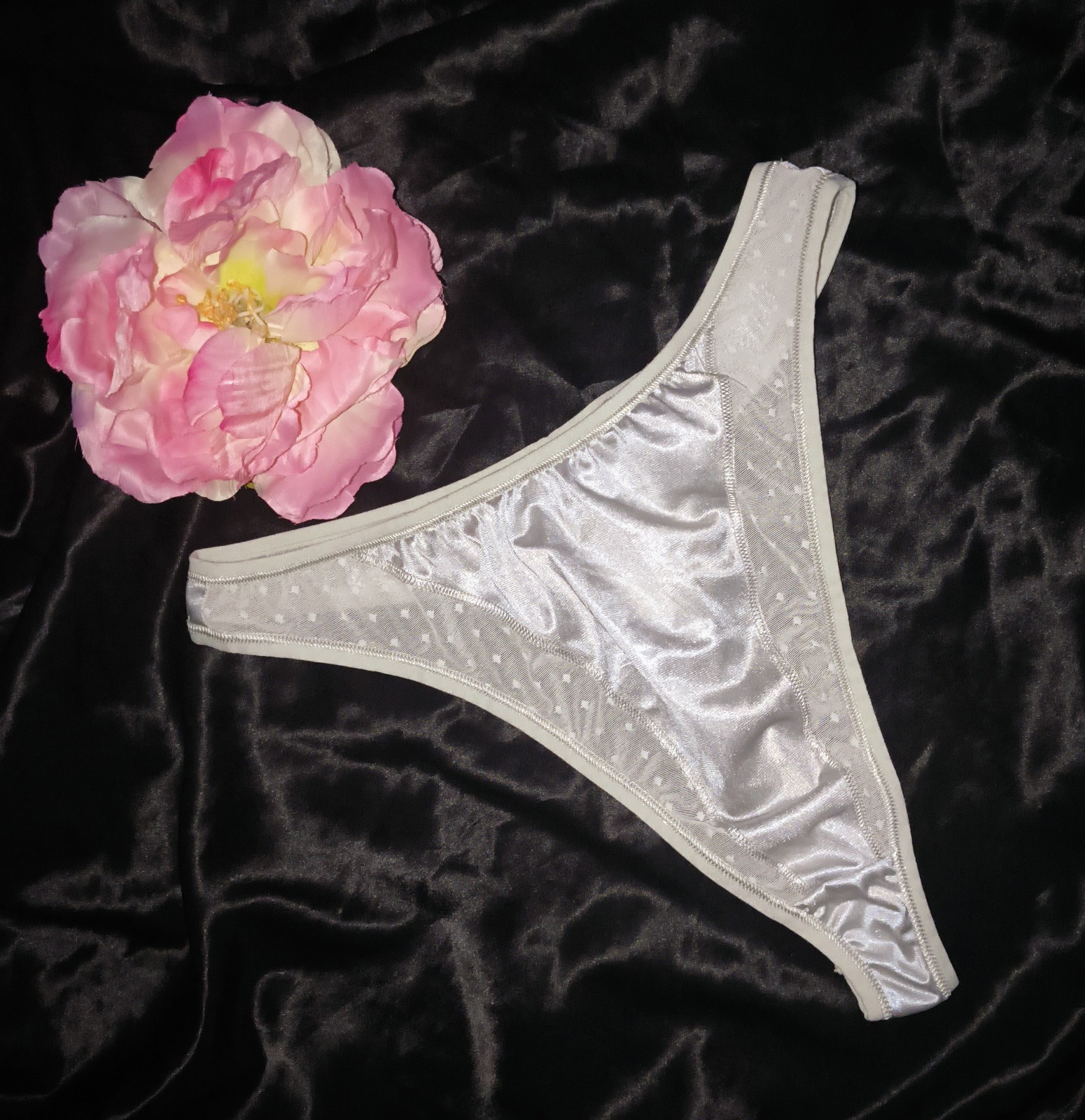 NWT Cacique VINTAGE Second Skin Satin & Mesh High Cut Thong Panties 🩶 Size M/6 NWT Cacique VINTAGE Second Skin Satin & Mesh High Cut Thong Panties 🩶 Size M/6
