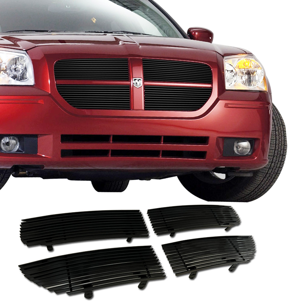 Fits 2005-2007 Dodge Magnum Replace Upper Aluminum Black Billet Grille Insert