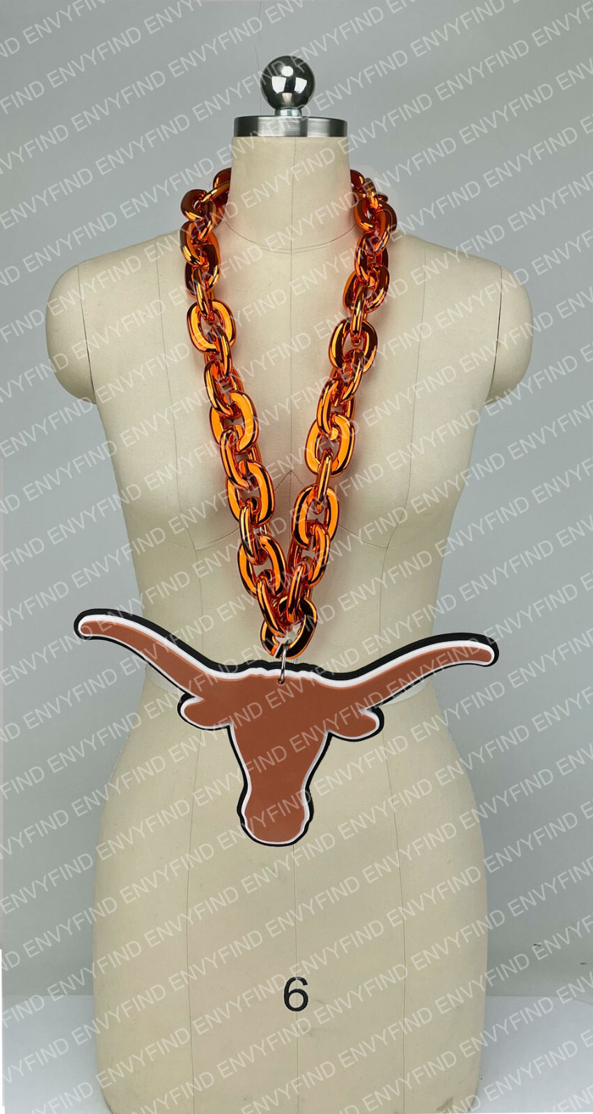New TEXAS LONGHORNS ORANGE Jumbo Orange Big Fan Chain Necklace Foam USA New TEXAS LONGHORNS ORANGE Jumbo Orange Big Fan Chain Necklace Foam USA