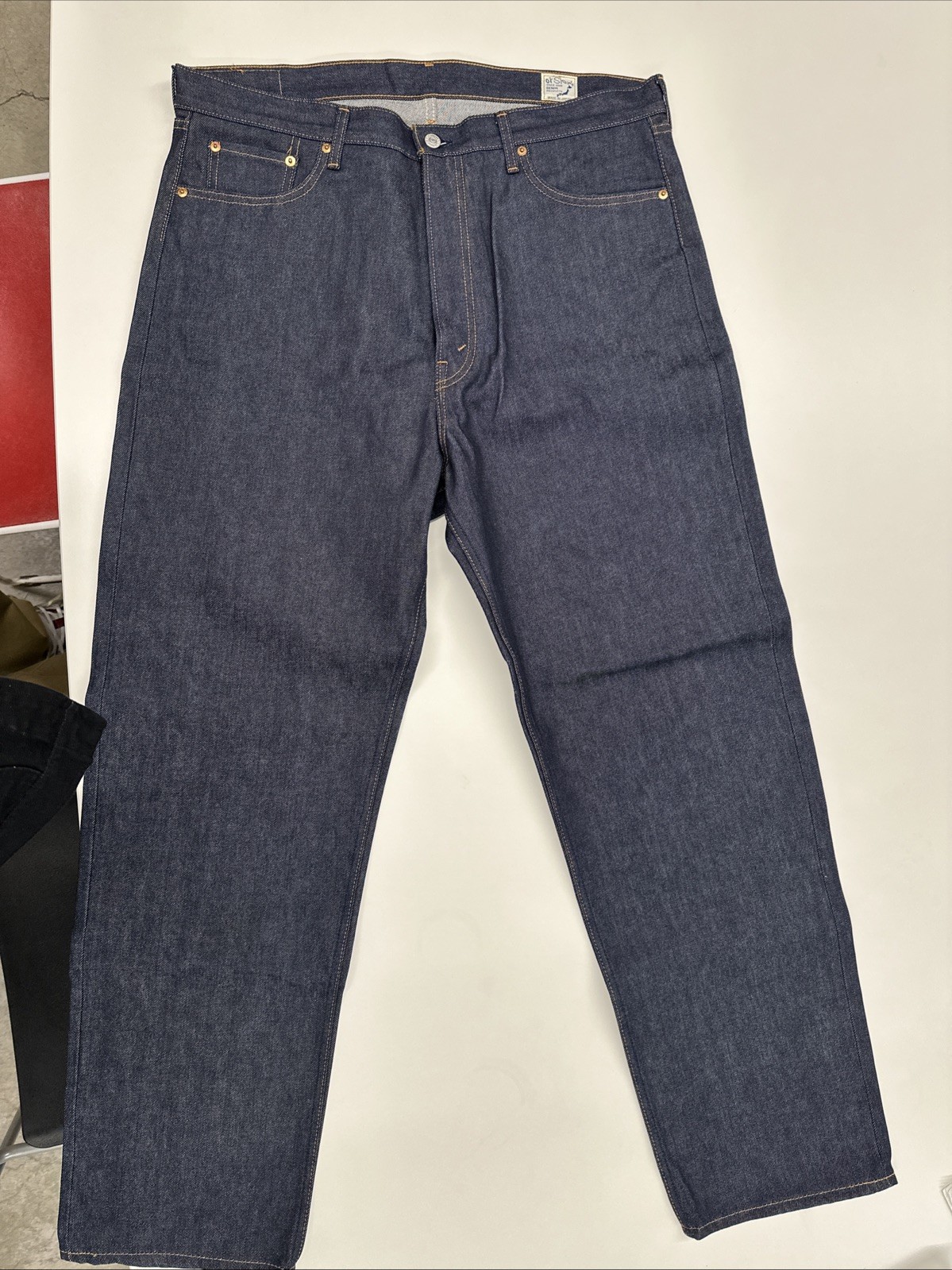 NWOT #1 MENSWEAR orSlow Made in Japan Raw Indigo Heavy 101 Dad Fit Jeans XL NR
