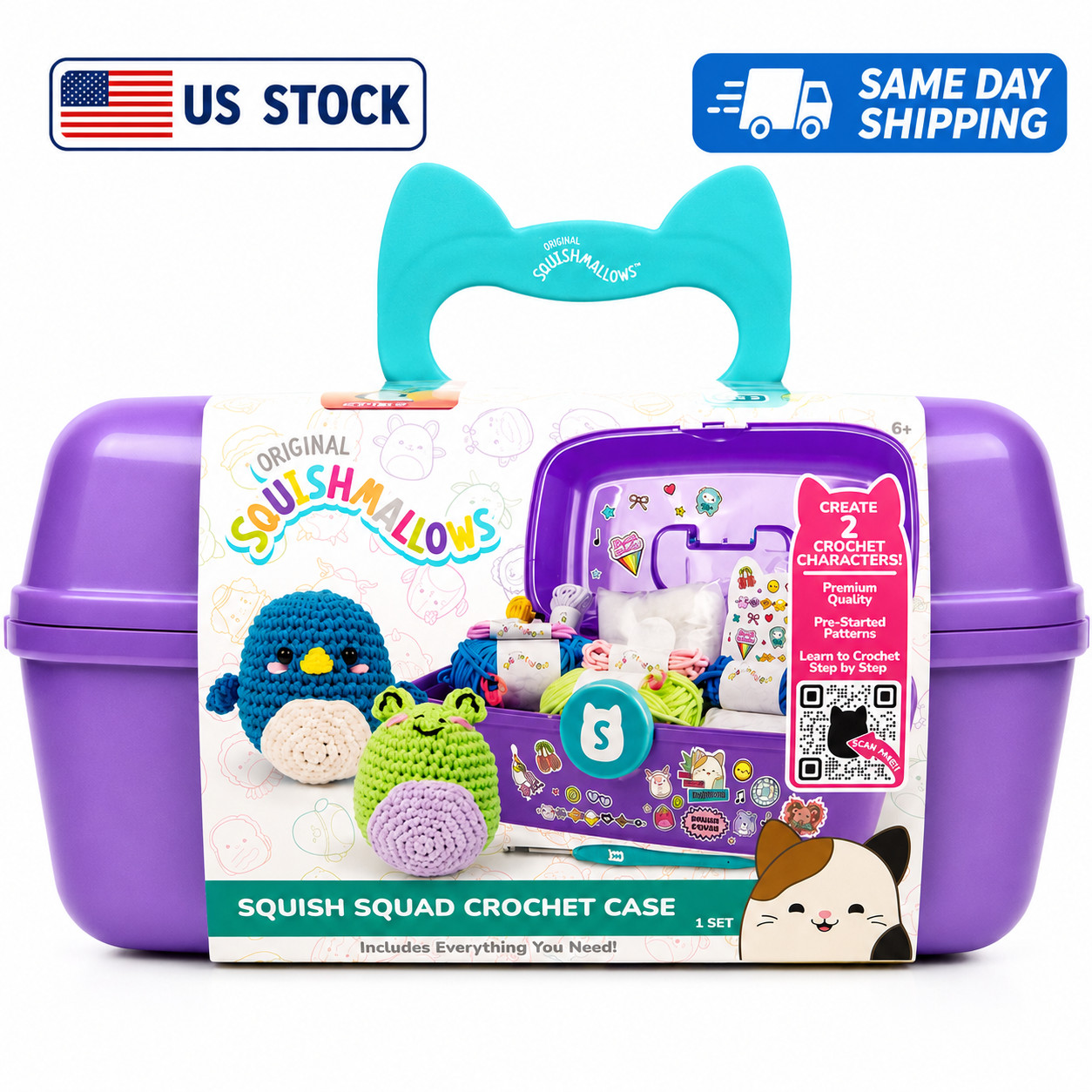 Original Squishmallows Squish Squad Crochet Case DIY Craft Kit Gift Set Kids