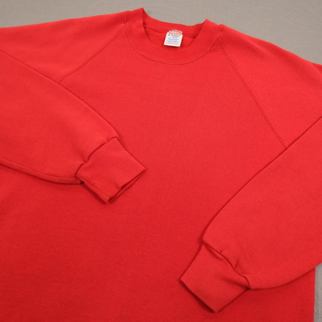 VTG 80s Russell Crewneck Sweatshirt Basics Men Large Red Fleece Pullover USA 70s