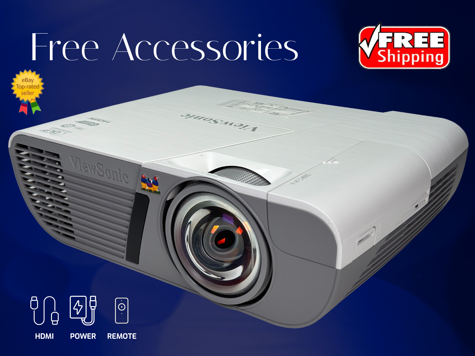 ViewSonic PJD6352LS DLP Projector Short Throw 3500 ANSI Full HD 3D 4k HDMI