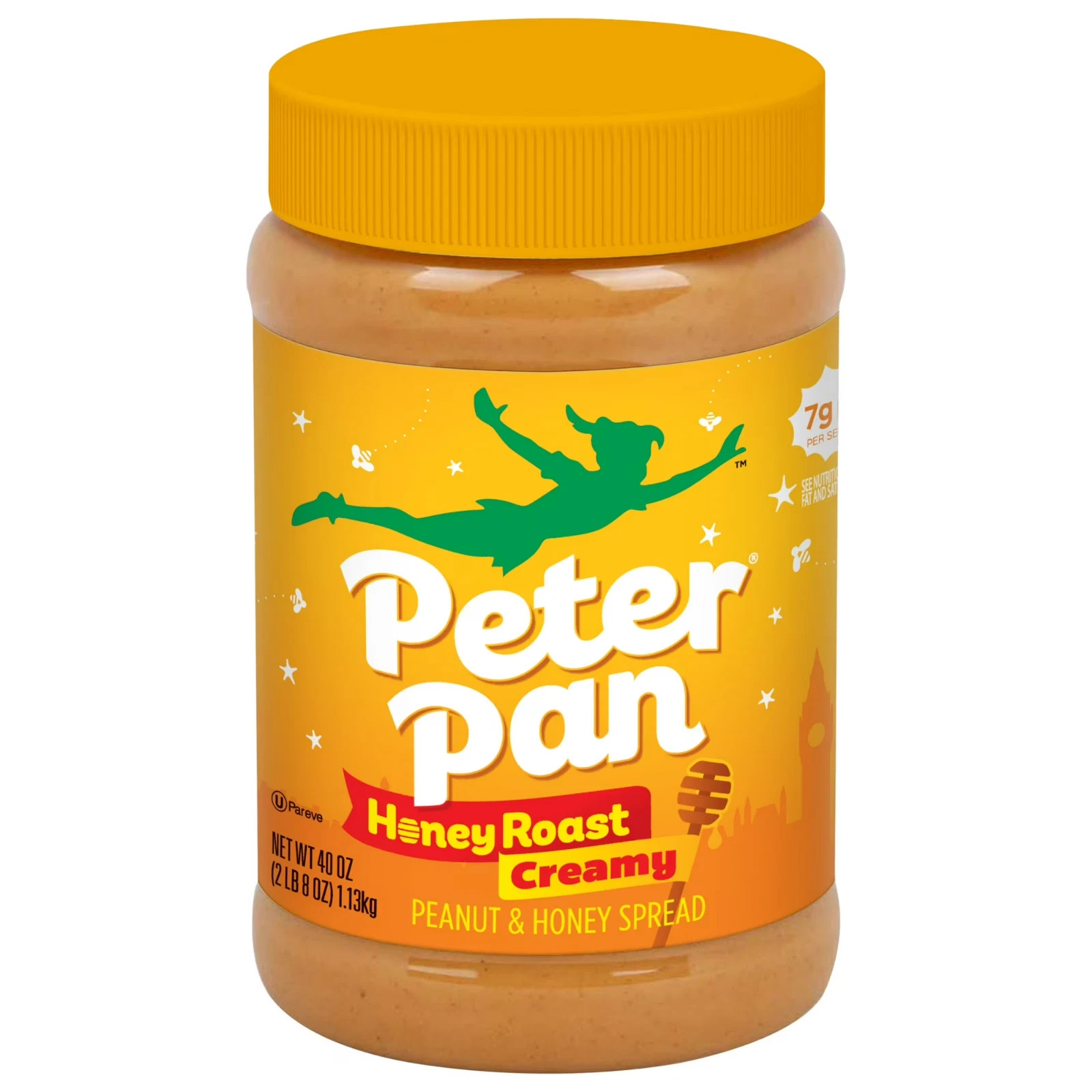 Peter Pan Creamy Honey Roasted Peanut Butter, Smooth, Gluten-Free, 40 oz Jar..