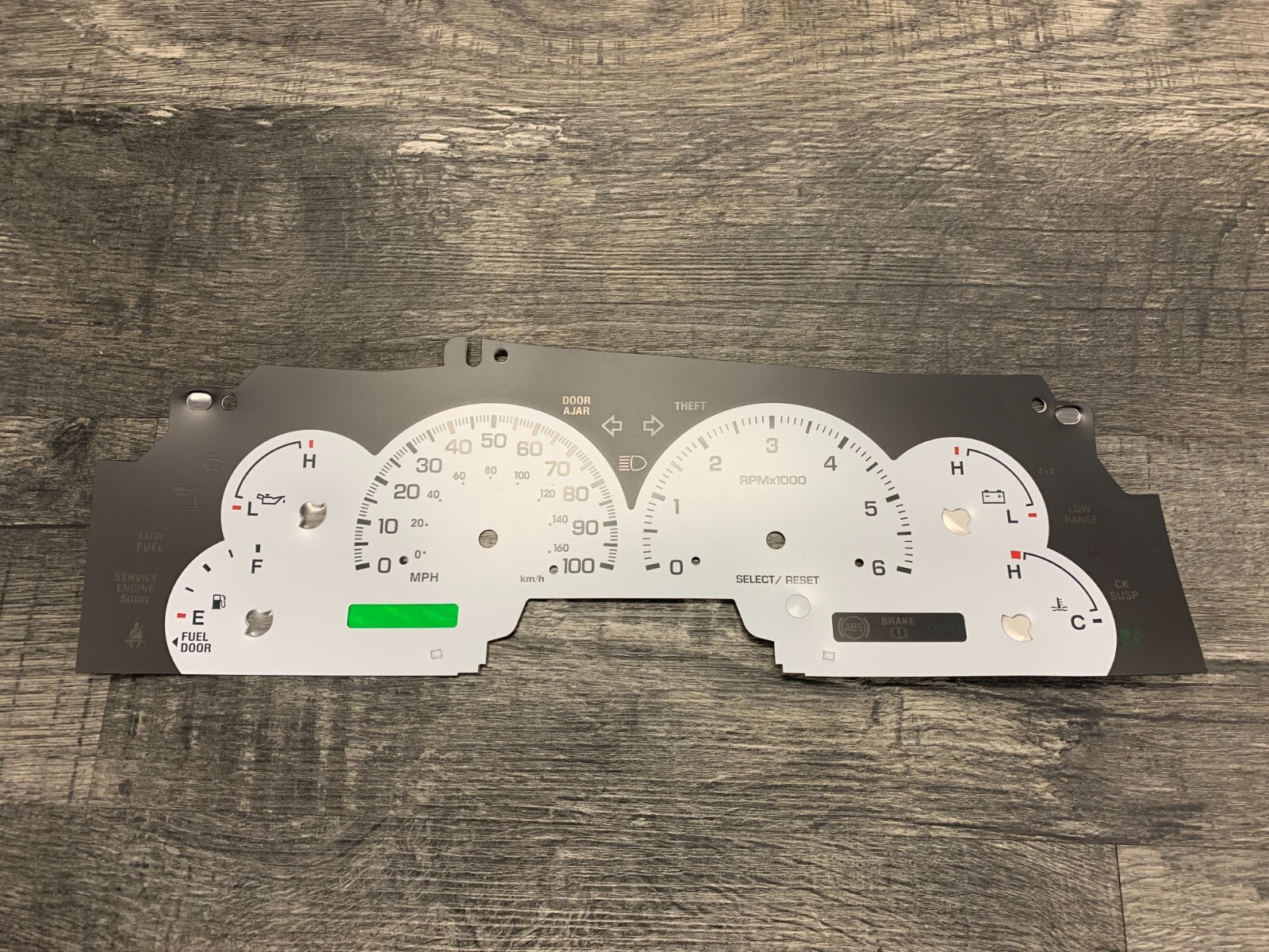MAC Fits 2000-2003 Ford F150 Expedition White Faced Black Gauge Inner Overlay
