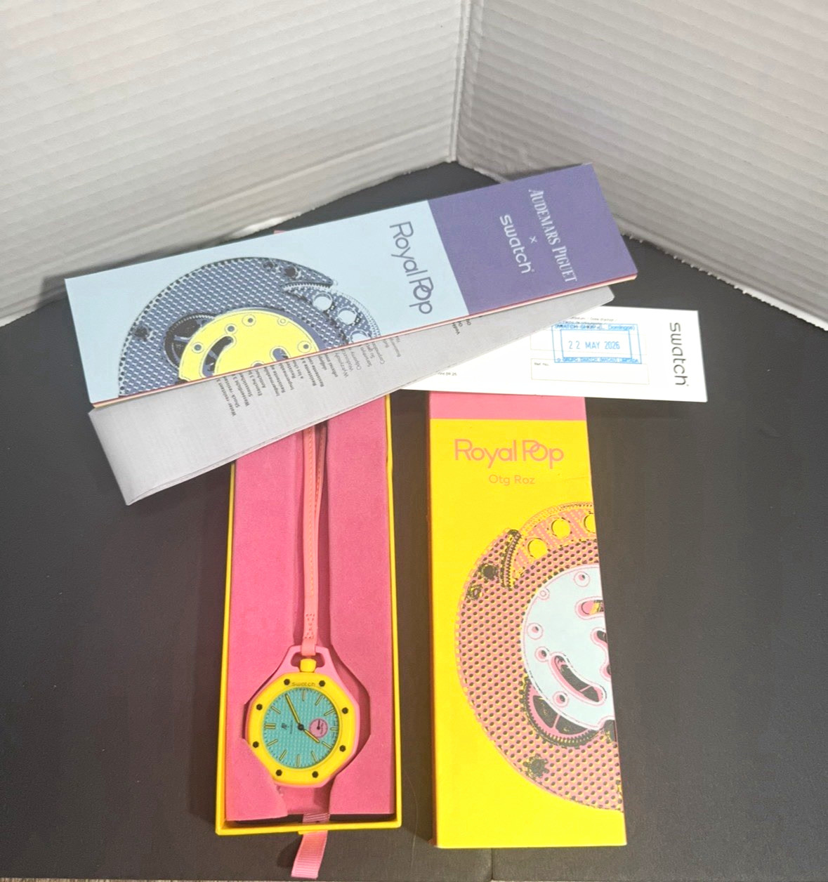 POP  OTG ROZ Pink Yellow Teal Quartz + Bonus Gift Mission to Mars Watch