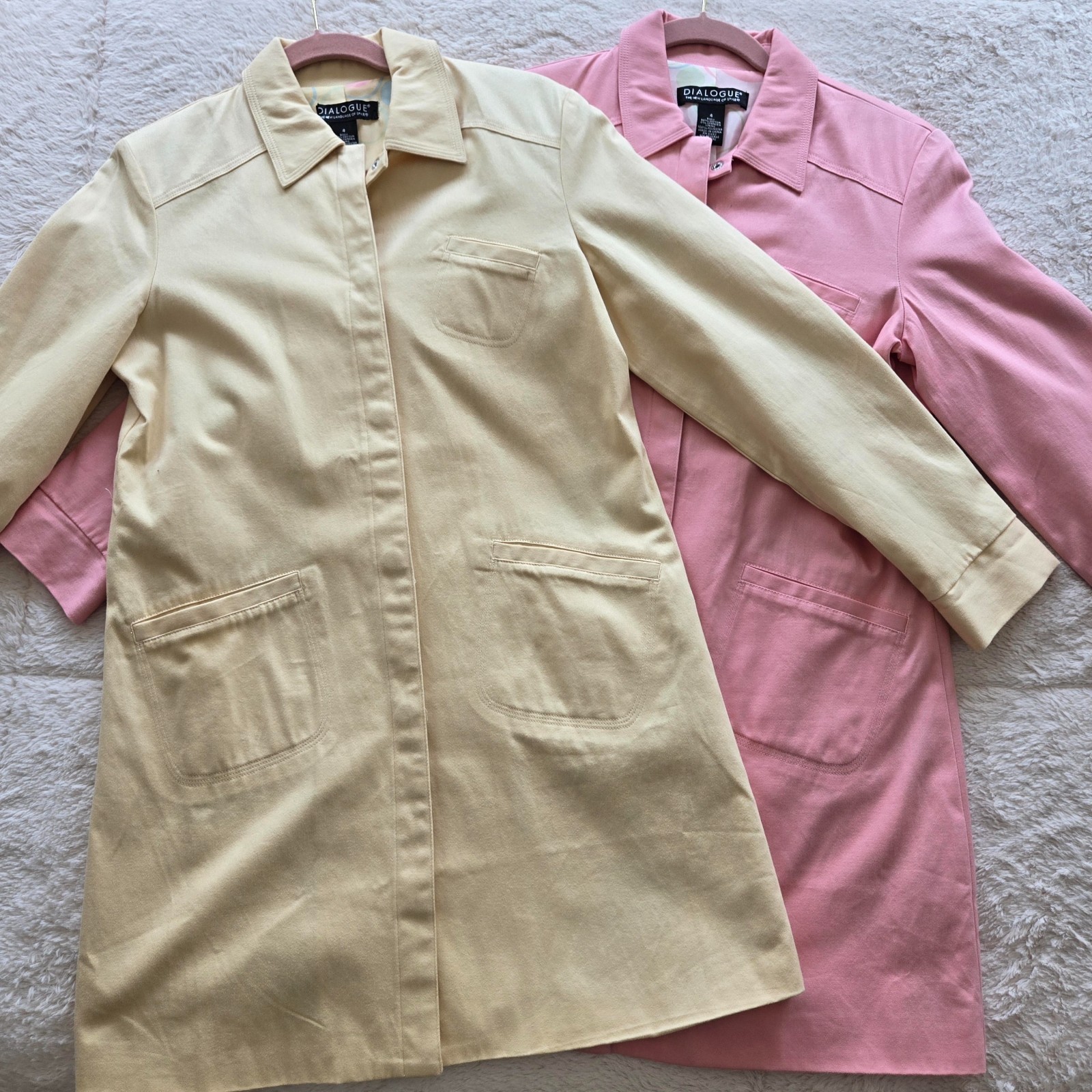 DIALOGUE WOMEN\'S LONG SLEEVE BUTTON UP JACKETS-MID LENGTH-LOT OF 2-SIZE 4