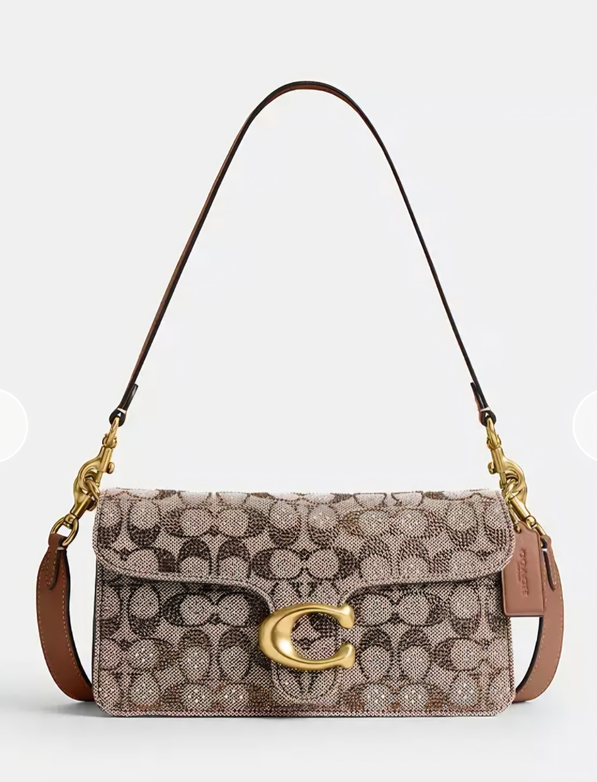 NWT Coach Tabby Shoulder Bag 26 Crystal Signature Jacquard CDZ34 Brass Mushroom