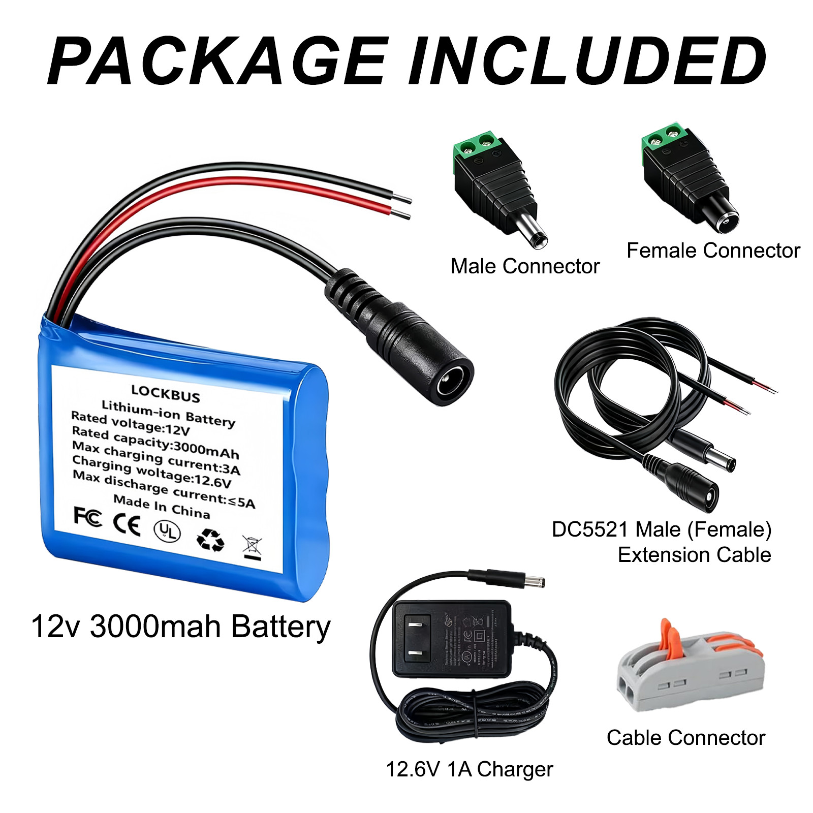 12V 3000mAH Rechargeable Battery, 12V Battery Pack for DIY Projects, RC Car