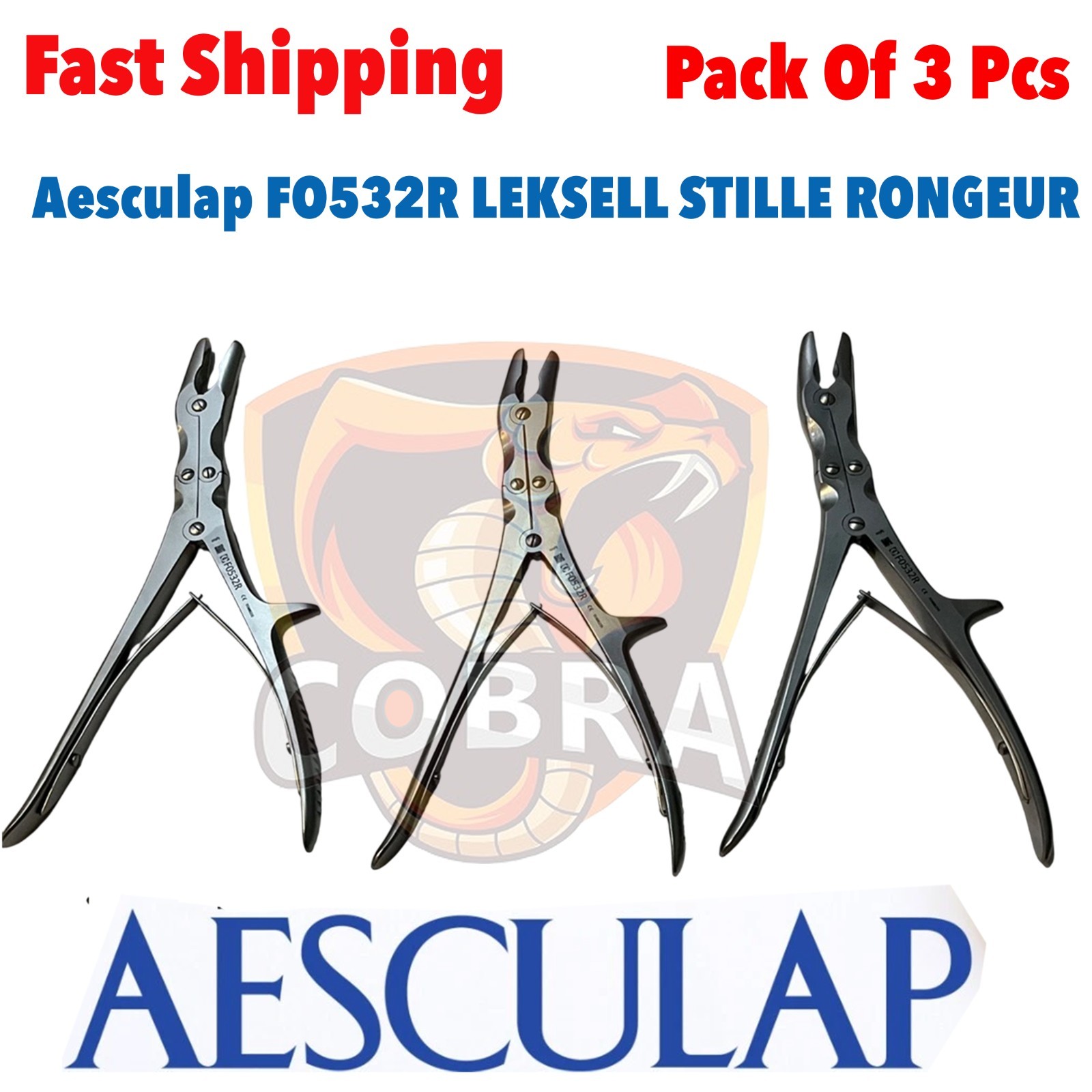 Lot of 3 pcs  Aesculap FO532R LEKSELL STILLE RONGEUR