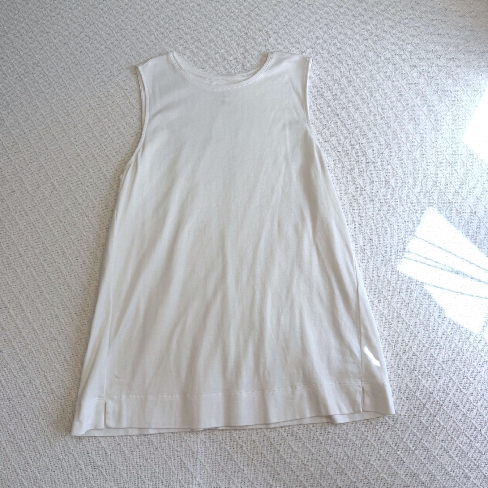 J. Jill Perfect Pima Forward-Seam Tank White 100% Pima Cotton Medium KTP080251
